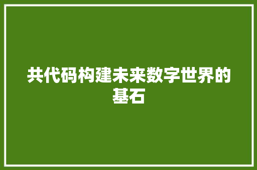 共代码构建未来数字世界的基石
