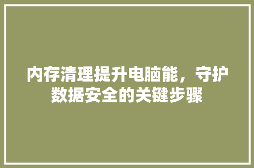 内存清理提升电脑能，守护数据安全的关键步骤