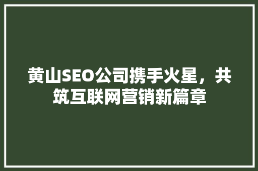 黄山SEO公司携手火星，共筑互联网营销新篇章