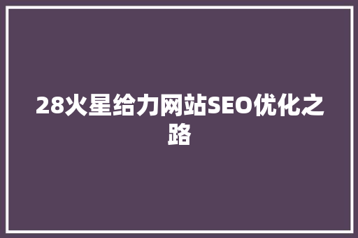 28火星给力网站SEO优化之路
