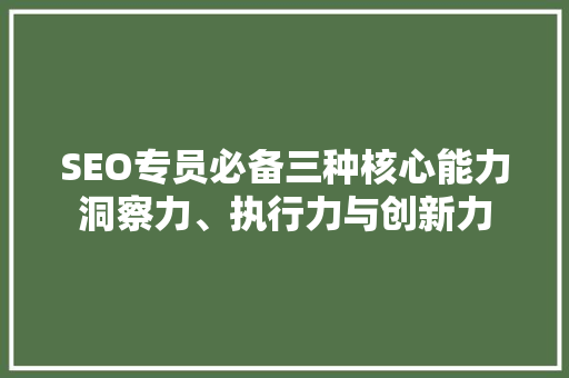 SEO专员必备三种核心能力洞察力、执行力与创新力