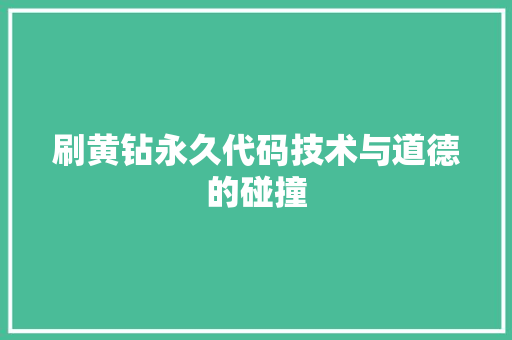 刷黄钻永久代码技术与道德的碰撞