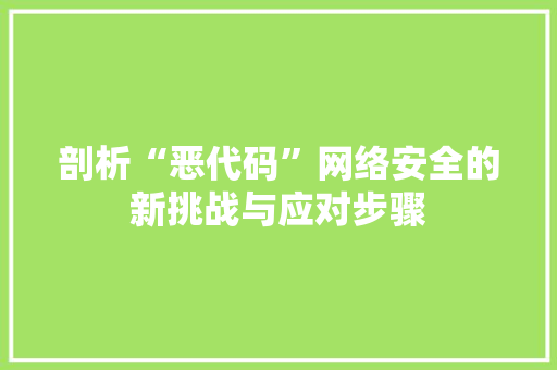 剖析“恶代码”网络安全的新挑战与应对步骤