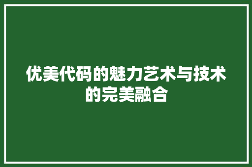 优美代码的魅力艺术与技术的完美融合