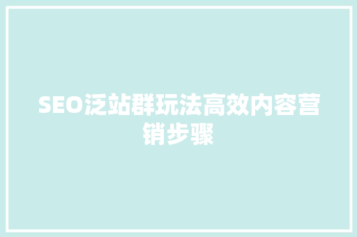 SEO泛站群玩法高效内容营销步骤