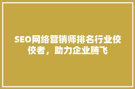 SEO网络营销师排名行业佼佼者，助力企业腾飞