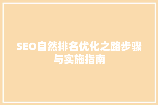 SEO自然排名优化之路步骤与实施指南  第1张