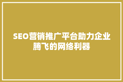 SEO营销推广平台助力企业腾飞的网络利器