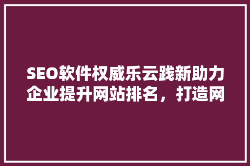 SEO软件权威乐云践新助力企业提升网站排名，打造网络营销新高度  第1张