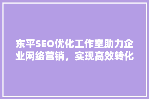 东平SEO优化工作室助力企业网络营销，实现高效转化