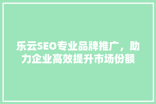 乐云SEO专业品牌推广，助力企业高效提升市场份额