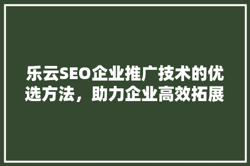 乐云SEO企业推广技术的优选方法，助力企业高效拓展市场