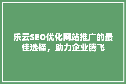 乐云SEO优化网站推广的最佳选择，助力企业腾飞