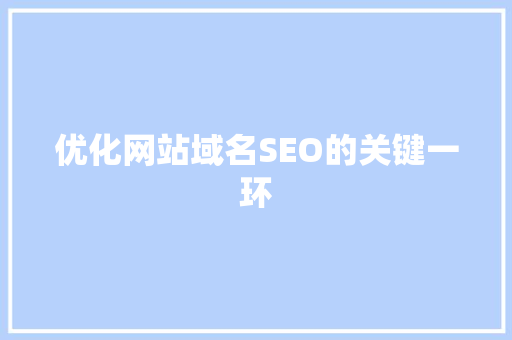 优化网站域名SEO的关键一环