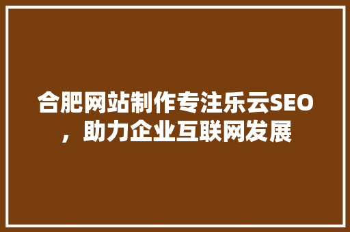 合肥网站制作专注乐云SEO，助力企业互联网发展