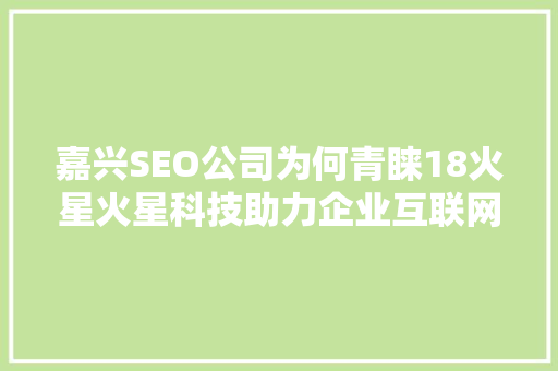 嘉兴SEO公司为何青睐18火星火星科技助力企业互联网营销的秘密