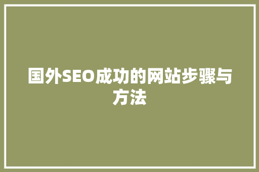 国外SEO成功的网站步骤与方法
