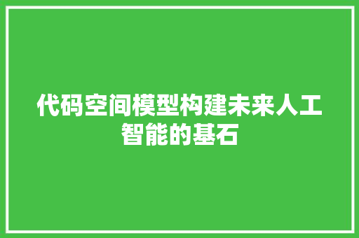 代码空间模型构建未来人工智能的基石