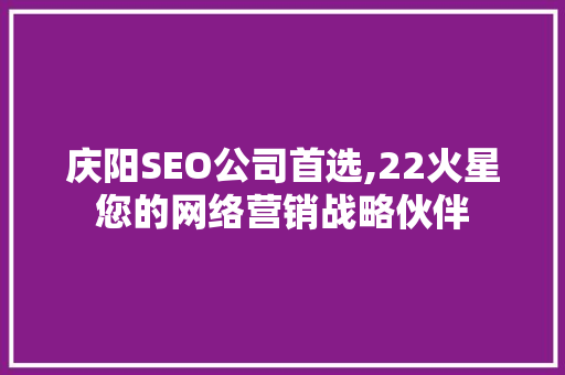 庆阳SEO公司首选,22火星您的网络营销战略伙伴