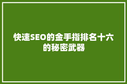 快速SEO的金手指排名十六的秘密武器
