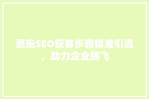 恩施SEO获客步骤精准引流，助力企业腾飞