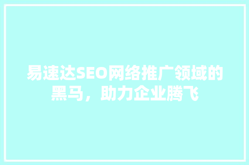 易速达SEO网络推广领域的黑马，助力企业腾飞