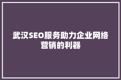 武汉SEO服务助力企业网络营销的利器
