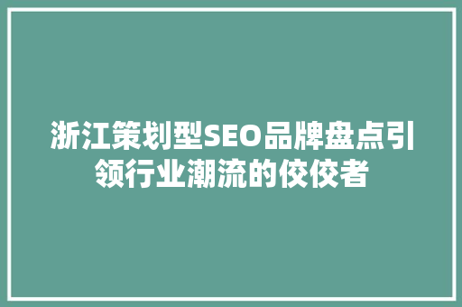 浙江策划型SEO品牌盘点引领行业潮流的佼佼者