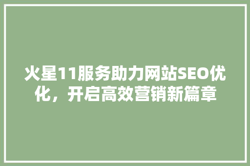 火星11服务助力网站SEO优化，开启高效营销新篇章