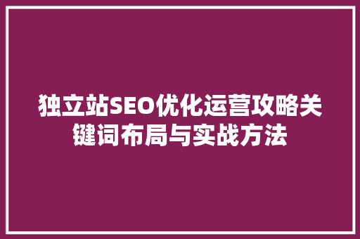独立站SEO优化运营攻略关键词布局与实战方法