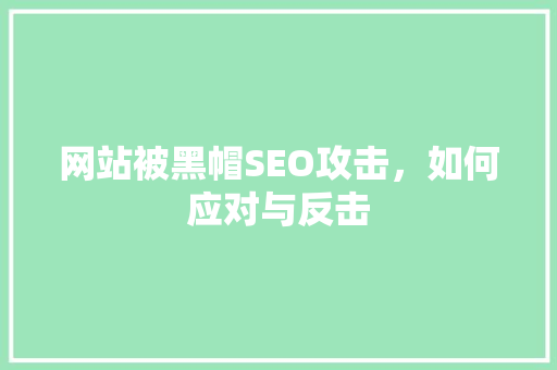 网站被黑帽SEO攻击，如何应对与反击