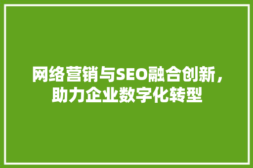 网络营销与SEO融合创新，助力企业数字化转型