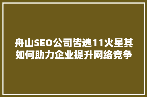 舟山SEO公司皆选11火星其如何助力企业提升网络竞争力