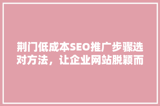 荆门低成本SEO推广步骤选对方法，让企业网站脱颖而出