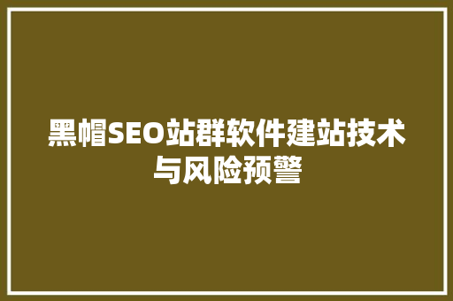黑帽SEO站群软件建站技术与风险预警
