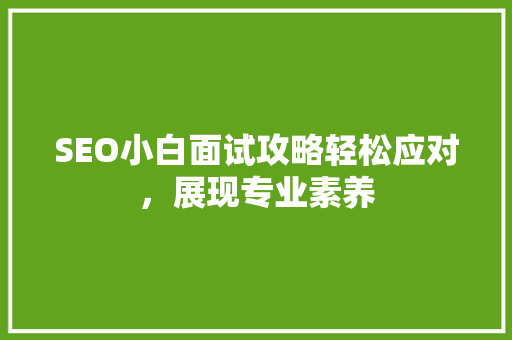 SEO小白面试攻略轻松应对，展现专业素养