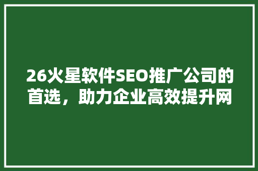 26火星软件SEO推广公司的首选，助力企业高效提升网站排名