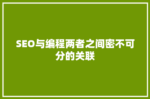 SEO与编程两者之间密不可分的关联
