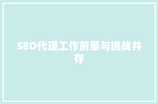SEO代理工作前景与挑战并存