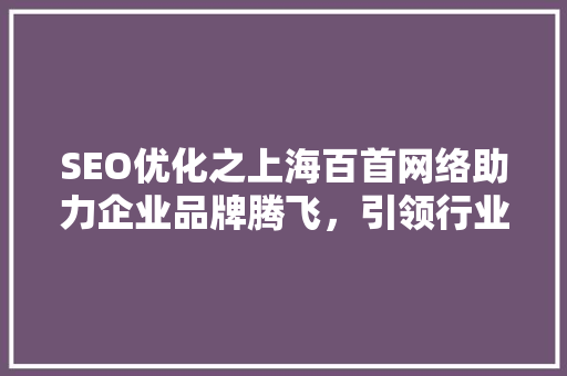 SEO优化之上海百首网络助力企业品牌腾飞，引领行业新风向