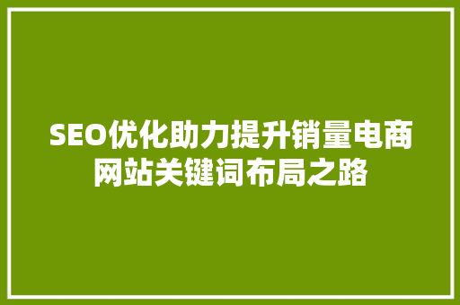 SEO优化助力提升销量电商网站关键词布局之路