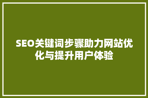 SEO关键词步骤助力网站优化与提升用户体验  第1张