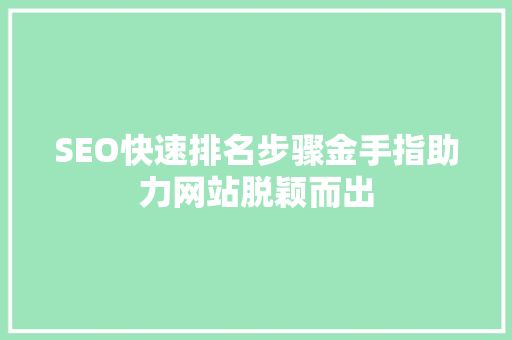 SEO快速排名步骤金手指助力网站脱颖而出