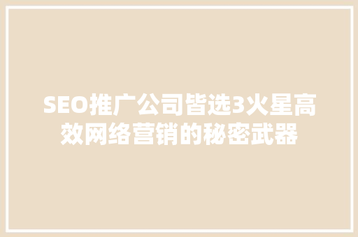 SEO推广公司皆选3火星高效网络营销的秘密武器