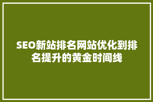 SEO新站排名网站优化到排名提升的黄金时间线