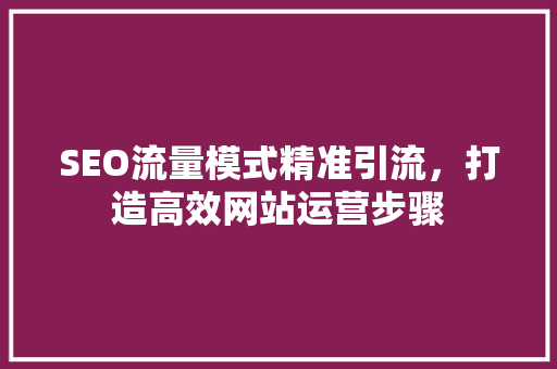 SEO流量模式精准引流，打造高效网站运营步骤