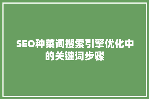 SEO种菜词搜索引擎优化中的关键词步骤