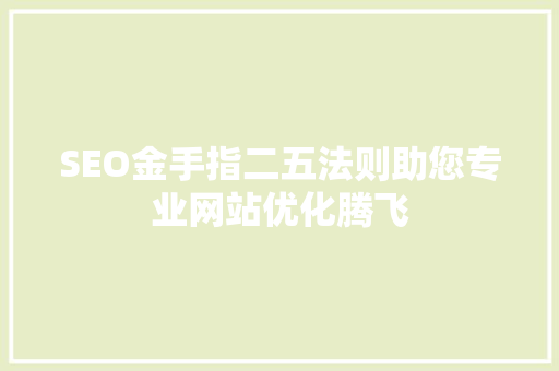 SEO金手指二五法则助您专业网站优化腾飞