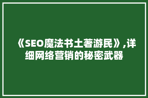 《SEO魔法书土著游民》,详细网络营销的秘密武器