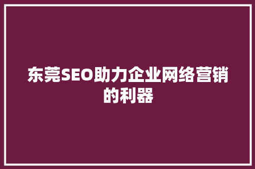 东莞SEO助力企业网络营销的利器